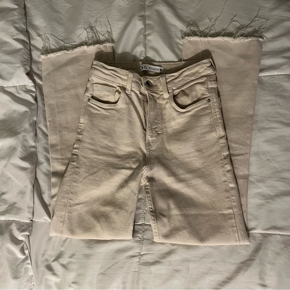Zara Beige Straight Leg Jeans